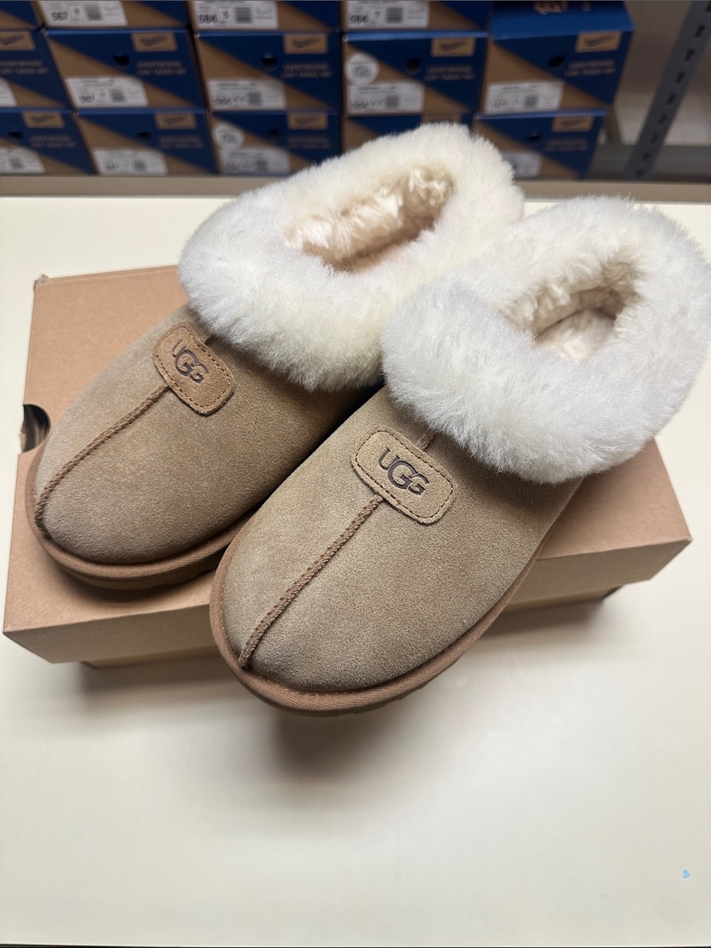 Very Faded but brand new Ugg Tazzette slippers in faded chestnut